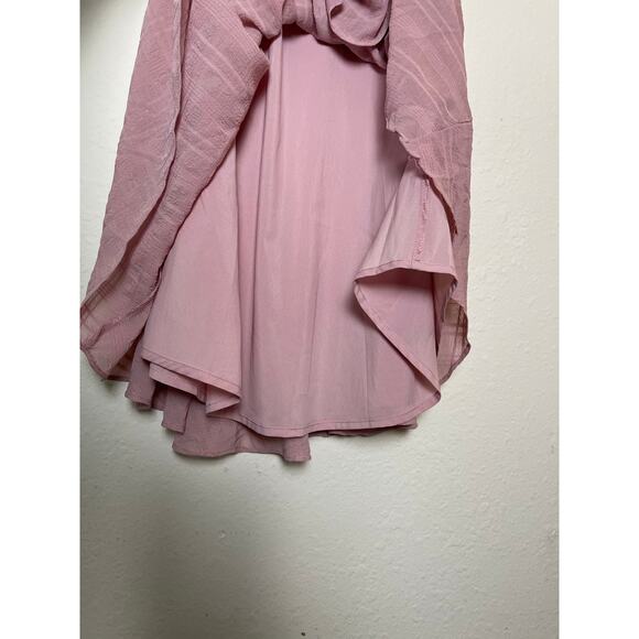 Saints Secrets Ruffle V-neck Mini Dress Pale Rose M Y2K Babydoll Chic Feminine - Picture 8 of 13